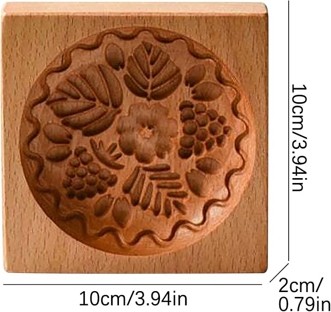 Wooden Cookie Biscuit Mold, 3D Baking Mold, Embossing Craft Decorating Baking Tool, Suitable for Halloween Thanksgiving Christmas Kitchen DIY (Grapes 10 * 10 * 2)