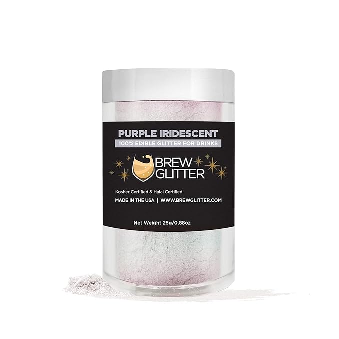 Purple Iridescent BREW GLITTER Edible Glitter For Drinks, Cocktails, Beer, Garnish Glitter & Beverages | 100% Edible & Food Grade | Vegan, Gluten, Nut Free (25g, Purple Iridescent)