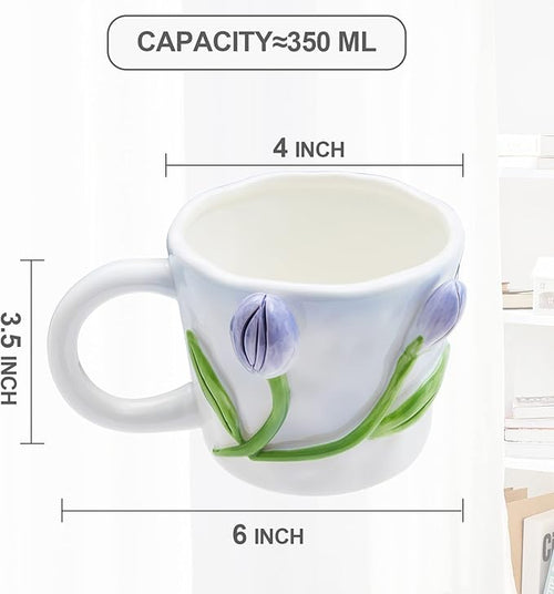 3D Flower Coffee Mug Pink Hydrangea Ceramic Cup,12 oz Cute Handmade Mugs,Christmas Birthday Surprise for Friends Family or Flower Lovers (Pink Hydrangea)