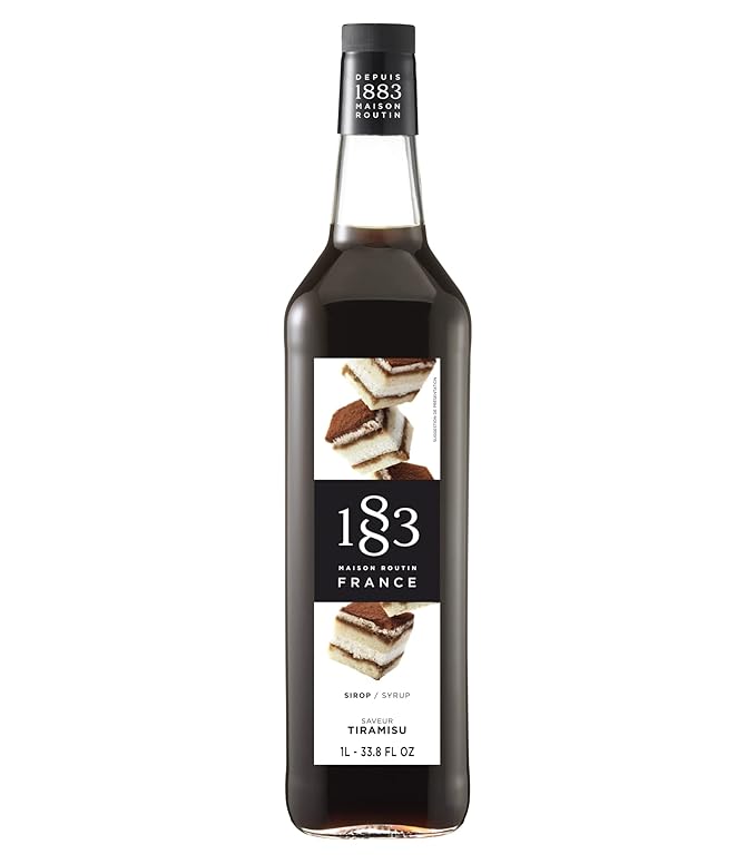 1883 Coffee Syrup, Tiramisu Syrup for Drinks, Made in France, 1 Liter Glass Bottle