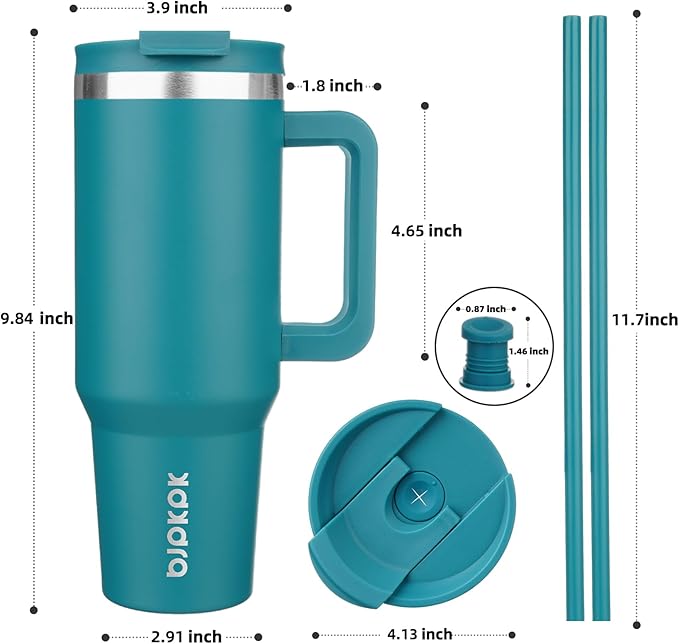 BJPKPK Insulated Tumblers With Handle And Straw 40 oz Stainless Steel Tumbler Cups With Lid,Laguna
