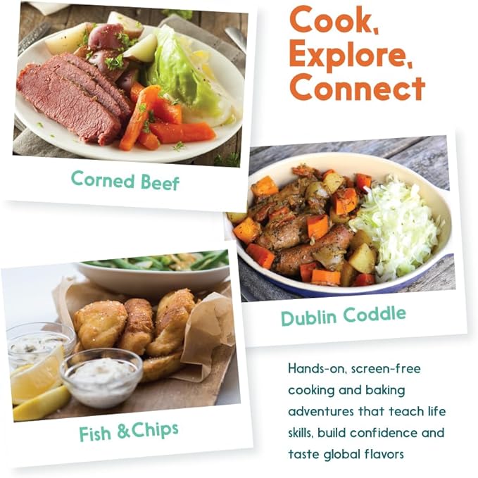 eat2explore Cooking Kits for Kids – Interactive & Educational Kids Cooking Sets Real for Ages 5 and Up,3 Recipe Cards & Global Ingredients – Fun Gift for Young Chefs (Ireland Edition)