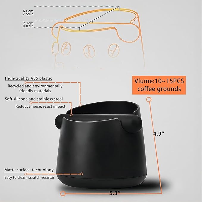 Espresso Knock Box with Barista Towels, Removable Shock-absorbent Knock Bar & Non-Slip Base - Knock Box Espresso, Knock Box for Coffee Grounds, Espresso Machine Accessories, Black, JDHAVMOS