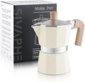 Sivaphe Aluminum Moka Pot 3 Espresso Cups, Percolator Espresso and Coffee Maker, Portable Stovetop Italian and Cuban Café Brewer for Home and Camping White
