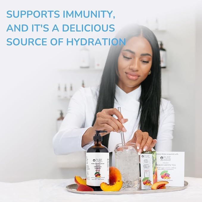 Pure Inventions - Green Tea Peach Water Infusion Drops - Antioxidants & Electrolytes - Health & Wellness Drink - Immunity Support - Sugar Free, Zero Calorie, No Artificial Sweeteners - 500 Servings
