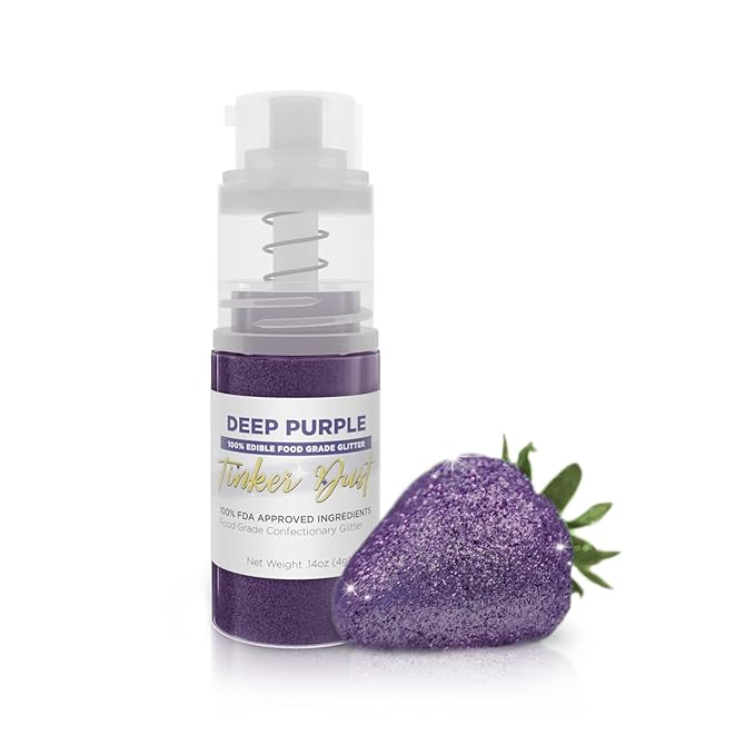 Bakell - Deep Purple Tinker Dust (4g, 1x Mini Spray Pump) Edible Glitter for Food, Desserts, and Beverages!