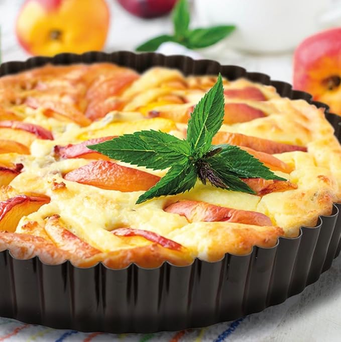 Paderno World Cuisine 8.625 Inch Fluted Non-Stick Tart Pan with Removable Bottom