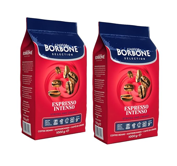 Caffe Borbone, Whole Bean Coffee Blend, Espresso Intenso, Medium Roast, Roasted and Freshly Packaged in Italy, 2.2 Pound Bag (Pack of 2)