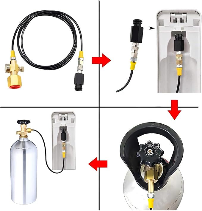 Soda Machine Co2 Adapter with High Pressure Hose,Co2 Tank Direct Adapter to TR21-4 Soda Water Maker,Soda Maker Parts Accessories compatible with Onetouch,Jet,Aqua Fizz, 60inch with Gauge