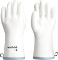 wahoo Professional Liquid Silicone Oven Mitts Gloves, Heat Resistant Gloves for Cooking, Baking, CoralAir Liner, 12 Inch, White, Large
