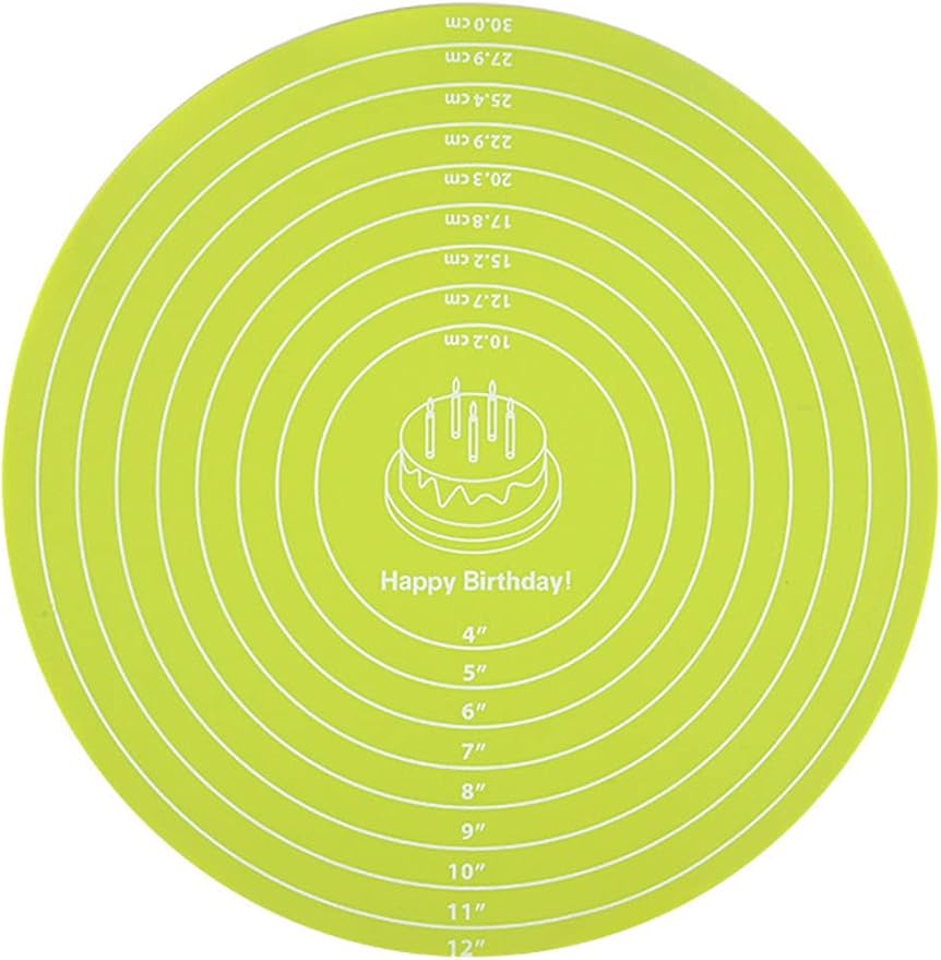 Silicone Baking Mat Cake Mat Silicone Cake Mat Silicone Baking Mat with Measurements for CakeTurntable Stand Non-Stick Heat Resistant Pastry Baking Sheet -Green