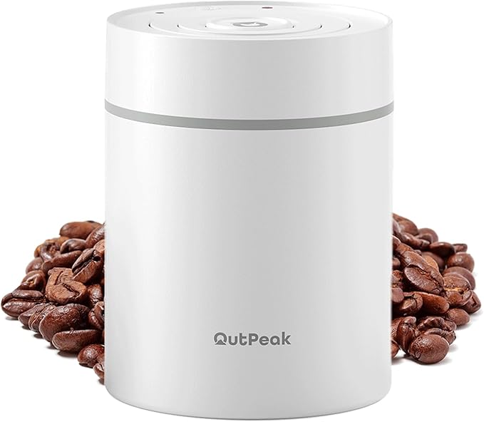 OUTPEAK Neo 2025 Auto Vacuum Coffee Canister, 0.5L for 4.6oz Coffee Beans, One-Button Operation, Small Airtight Coffee Canister with Scoop, Coffee Storage Container Stainless Steel (Champion's Choice)