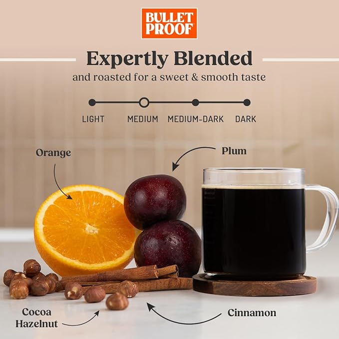 Bulletproof Original Medium Roast Single-Serve Pods, 10 Count, Arabica Beans, Clean Coffee Tested for Toxins, Packaging May Vary