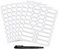 192pcs Labels for Jars Removable Waterproof Write-on Bottle Labels Stickers with Silver Border for Organizing Home Kitchen Pantry Food Storage Containers Spice Jars Jam Cannings, with Marker Pen