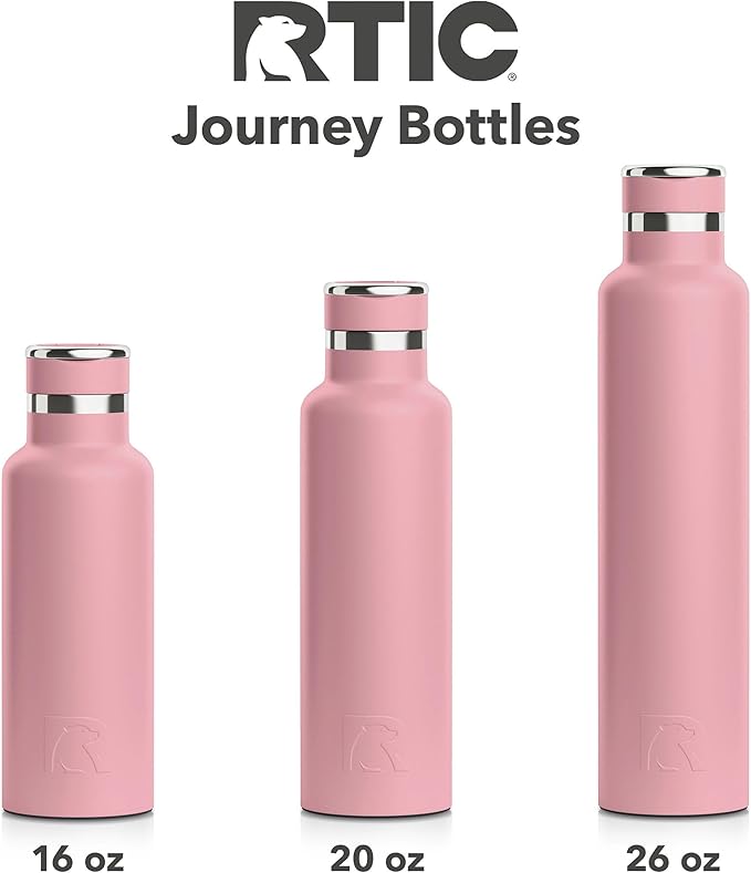 RTIC 26oz Journey Bottle Metal Stainless Steel Vacuum Insulated, BPA Free, Reusable, for Water, Hot and Cold Drinks, Travel, Sports, Camping, Dusty Rose