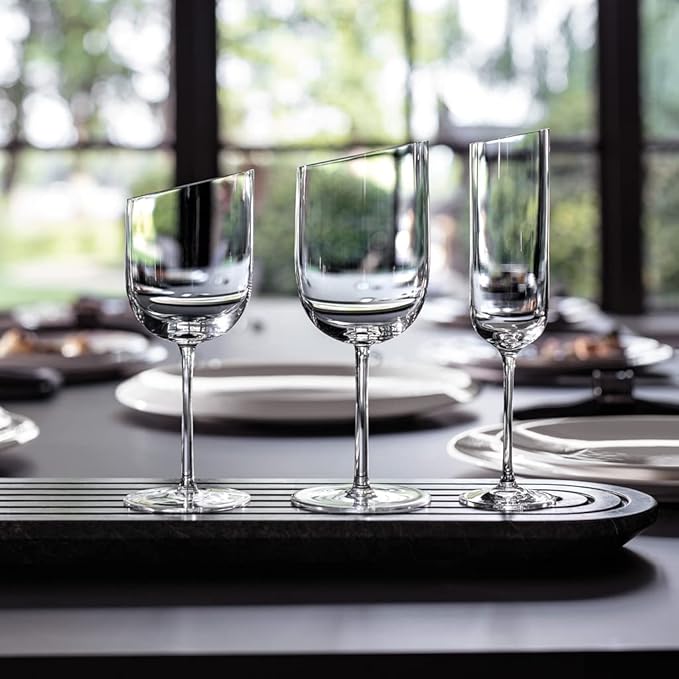 Villeroy & Boch New Moon Set, 4 Pieces, Elegant, Modern Sloping Champagne, Crystal Glass, Transparent, Dishwasher Safe