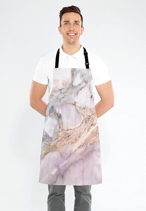 Pink Marble texture Apron for Women and Men, Adjustable Kitchen Chef Apron for Cooking Baking - Cute Birthday, Anniversary, Mother's Day Apron Presents for Mom Wife Girlfriend Aunt Grandma