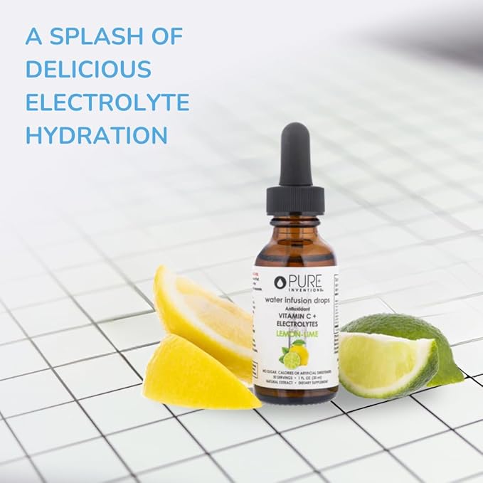 Pure Inventions - Lemon Lime Water Infusion Drops - Antioxidants, Vitamin C & Electrolytes - Health & Wellness Drink - Immunity Support -Sugar Free, Zero Calorie, No Artificial Sweeteners -30 Servings