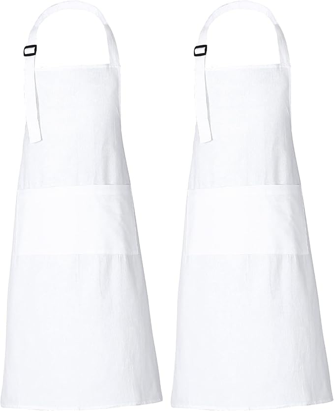 RAJRANG 100% Cotton Cooking Apron with 3 Pockets Kitchen Chef BBQ Adjustable Bib Aprons for Women Men