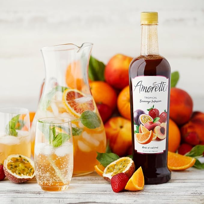 Amoretti - Tropical Beverage Infusion - Drink Mix & Water Enhancer with Pump for Flavoring Cocktails, Waters, Teas, and other Beverages, Preservative Free