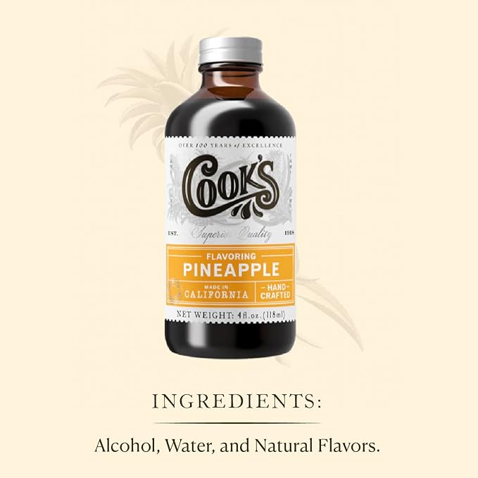 Cook's, Pineapple Flavoring for Baking, Candies, Cakes, Smoothies, Beverages, 8 oz