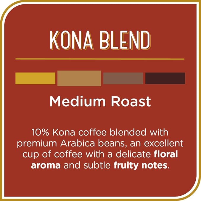 Don Francisco's Kona Blend Whole Bean Coffee, Medium Roast – 100% Arabica, 18 oz Bag, Premium Coffee for Drip, Pour Over and French Press
