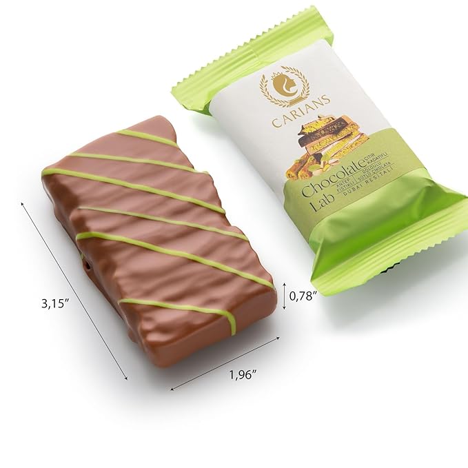CARIANS Dubai Chocolate Bar with Pistachio, Luxury Chocolate with Crispy Kunafa, Great for Gift Giving, Anniversary, Thanksgiving, Christmas