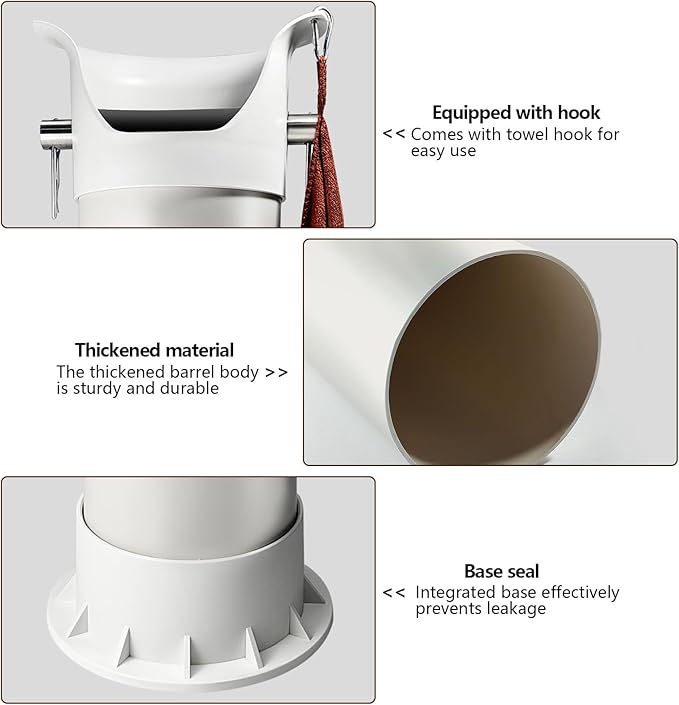 Knock Box for Espresso Grounds, Commercial Floor Standing Barista Style Absorbent Knockbox with Removable Non-Slip Base, Coffee Grind Collection Dump Bin,White
