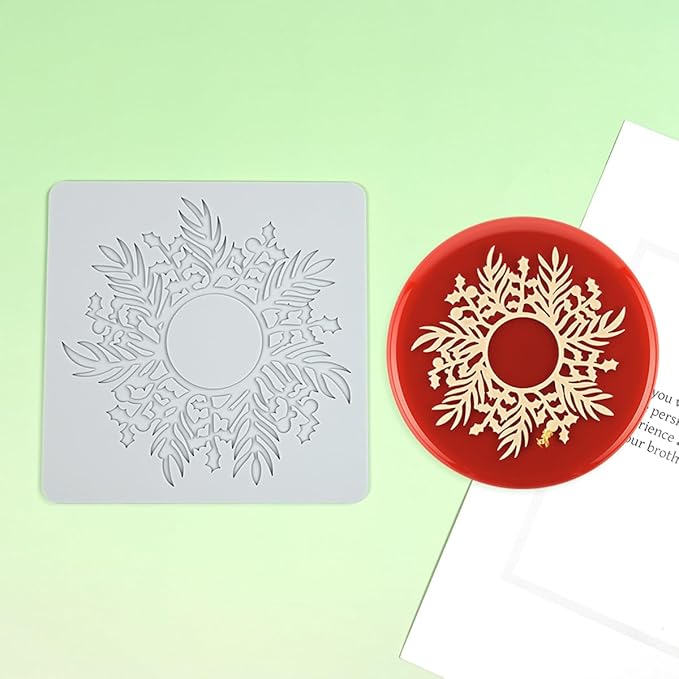 mostsom Silicone Mold 3D Hollow Out Lace Mold Lace Cake Silicone Baking Mold Wreath Design Flower and Leave Lace Mat Fondant Decorating Tool (L_ Flower Wreath)