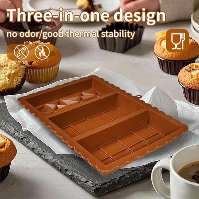 Chocolate Bar Mold - Food Grade Silicone Chocolate Molds, Non-Stick & Easy to Release Deep Mold for Dubai Pistachio Chocolates, Candy, Snacks, Desserts, Resin Art, Dishwasher Safe (1)