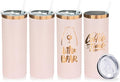 20 oz Skinny Tumblers Bulk 4 Pack, Stainless Steel Insulated Tumbler with Lids and Straws, Slim Double Wall Powder Coated Travel Coffee Mugs Reusable Cup for Hot Cold Drinks (Pink,4 pack)