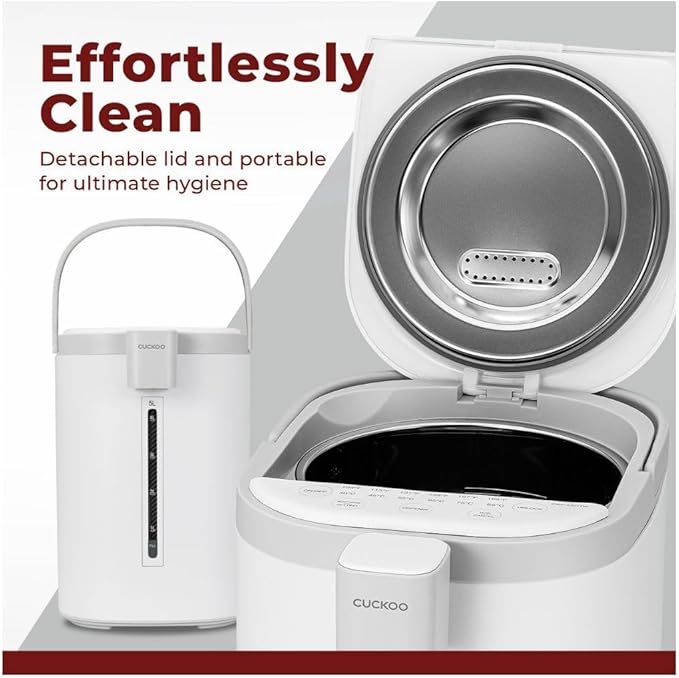 CUCKOO CWP-A501TW 5-Liter Hot Water Dispenser & Warmer with 4 Operating Modes, Chlorine Evaporation, Child Lock Function (White/Gray)