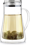 Teabloom Insulated Teapot Keeps Tea Hot – Tea Maker For Two (24 oz) – Double Wall Heatproof Glass Tea Steeper with Stainless Steel Filter Lid for Loose Leaf Tea