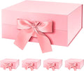 HAPPY POTATO 5 Gift Boxes with Ribbon 9x6.5x3.8 Inches, Pink Gift Boxes with Lids, Bridesmaid Proposal Boxes, Magnetic Gift Boxes for Presents (Glossy Pink, Pack of 5)