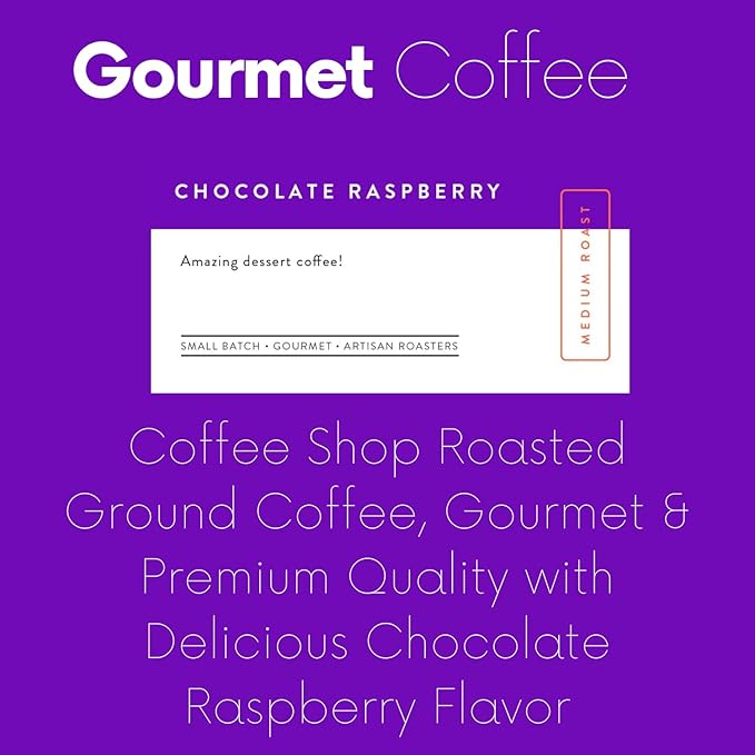 Sarasota Coffee Ground Chocolate Raspberry | Medium Roast Gourmet Flavored Coffee Grounds | Low Acid, Mold Free, Specialty Grade Flavored Bulk Ground Coffee | 5lb (80 oz)