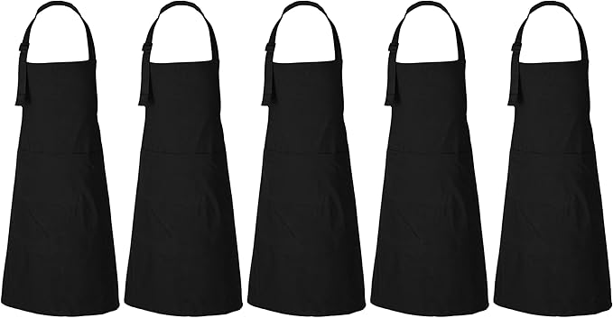 RAJRANG 100% Cotton Cooking Apron with 3 Pockets Kitchen Chef BBQ Adjustable Bib Aprons for Women Men