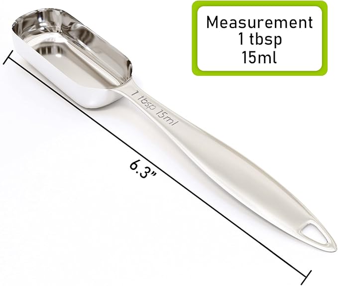 2PCS 1Tablespoon (1tbsp, 3tsp, 15ml, 1/2oz) Single Measuring Spoon, Individual Stainless Steel Long Handle Measure Teaspoon Only