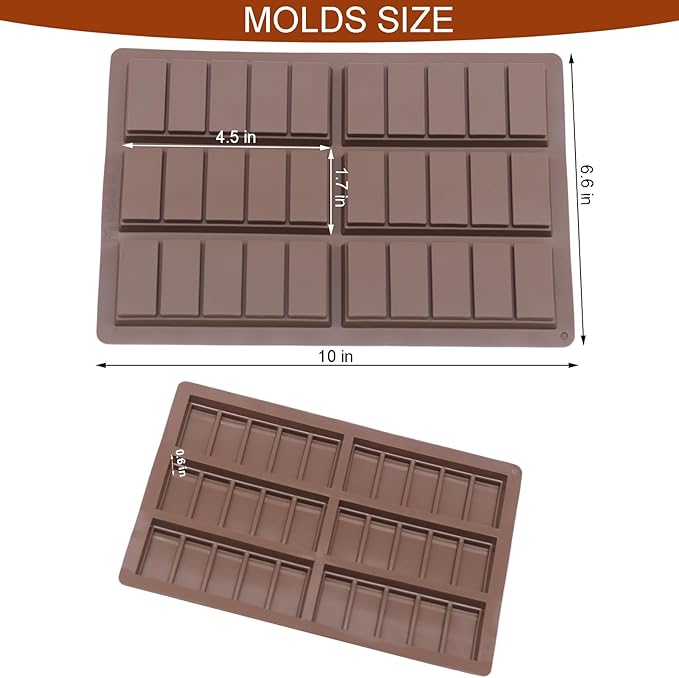 Dubai Chocolate Mold-Non-Stick Chocolate Bar Mold, Food Grade Silicone Deep Mold for Chocolate Stuffed Bar,Candy, Snacks,DIY Treats & Homemade Gifts (5 Snap)