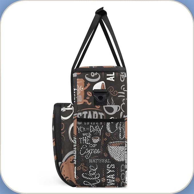 coffee cup coffee beans gray Coffee Maker Carring Bag Travel Carrying Storage Tote Bag Compatible Portable Single Serve Coffees Brewer Case with Pockets for K-cup Pods
