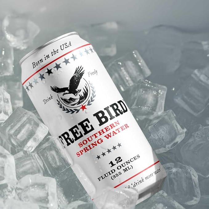 Free Bird Southern Still Spring Water - 12 Pack, 12oz Cans, Zero Calories, Crisp & Clean Pure Georgia Blue Ridge Mountain Water, Naturally Sourced, Shelf-Stable