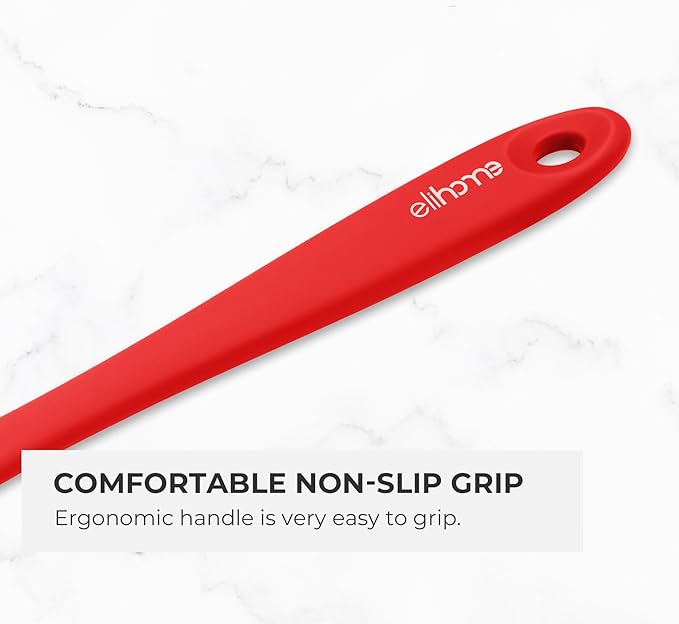 Elihome Mini Silicone Spoonula - Non-Stick Heat Resistant Silicone Scraper Spatula for Mixing, Serving, Scraping, Stirring, and More, 8.75 Inch, Red