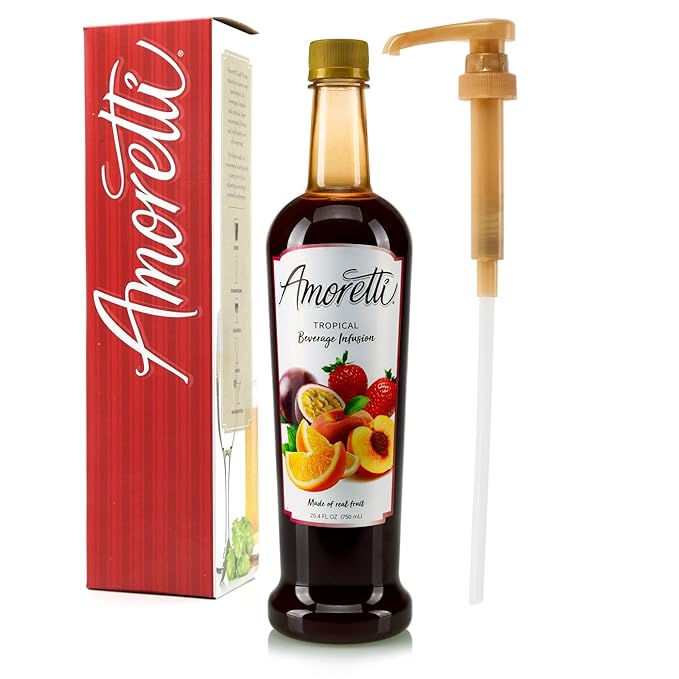 Amoretti - Tropical Beverage Infusion - Drink Mix & Water Enhancer with Pump for Flavoring Cocktails, Waters, Teas, and other Beverages, Preservative Free