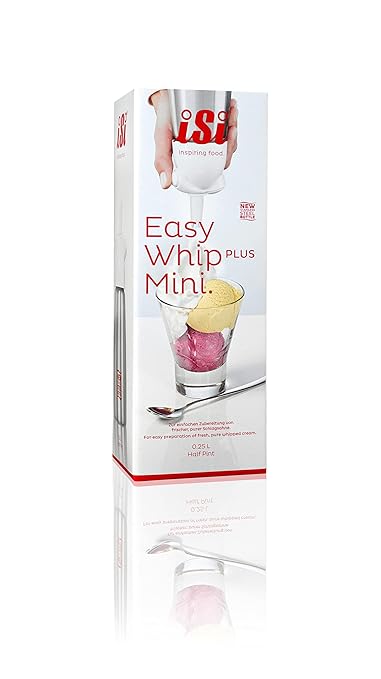 iSi Easy Whip Plus Mini Cream Whipper, 1/2 Pint, Stainless Steel/White