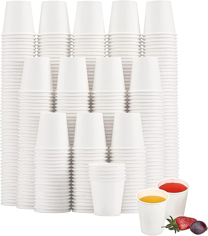 600 Pack 3 oz Paper Cups, Disposable Bathroom Cups, Small Mouthwash Cups, White Paper Cups, Hot/Cold Beverage Drinking Cup for Bathroom, Home, Party, Office, Picnic, Travel and Events
