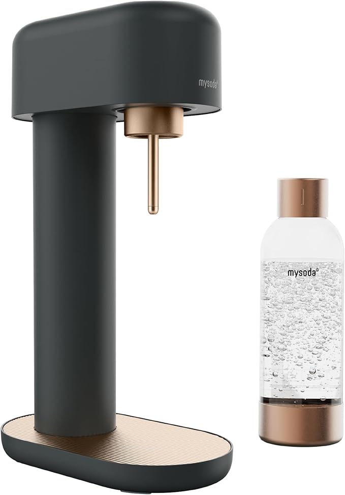Mysoda Premium Carbonating Bottle 1L Copper - Compatible with MySoda and any brands - Quick-Lock Reusable Bottles - Lid and Base Made of Stainless Steel - BPA Free