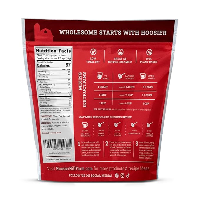 Hoosier Hill Farm Oat Milk Powder, 3LB (Pack of 1)