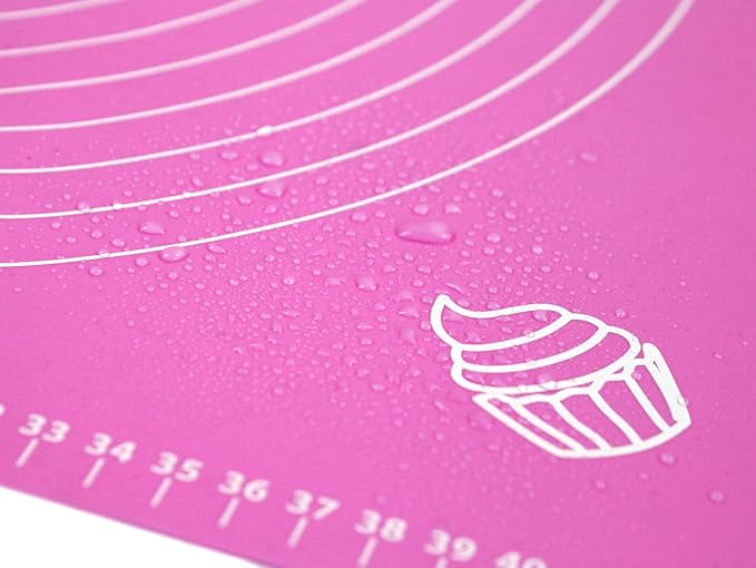 Silicone Baking Mat for Pastry Rolling Dough with Measurements, 19.7" x 15.7" BPA Free Non stick and Non Slip Pink Table Sheet Baking Supplies for Bake Pizza Cake