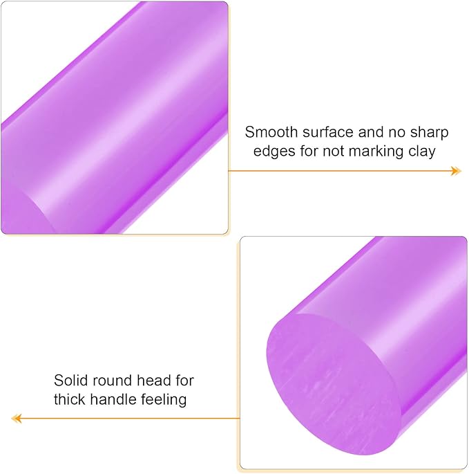 HARFINGTON Acrylic Clay Roller 6 Inch x 1 Inch Solid Non-Stick Plastic Round Tube Roller Polymer Clay Rod Fondant Rolling Pin for Shaping, Sculpting, Modeling DIY Crafts, Purple