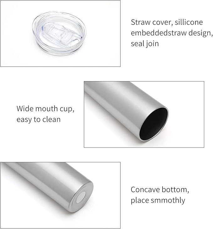 HASLE OUTFITTERS 20 oz Skinny Tumblers Bulk Set, Stainless Steel Insulated Slim Tumblers with Lids, Reusable Double Wall Travel Coffee Mugs, Durable Powder Coated Travel Water Cups(12)