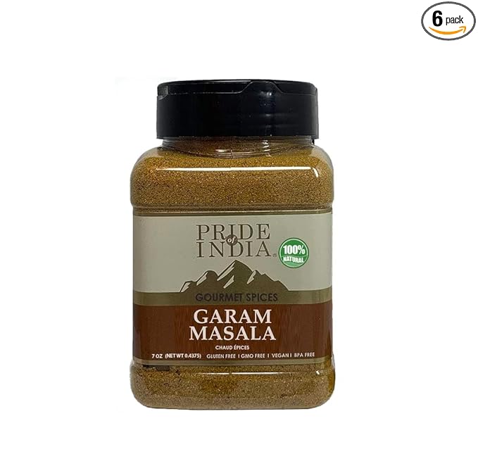 Pride of India - PACK of 6 - Garam Masala Ground 6 oz (170.097 gm) Medium Dual Sifter Bottle | Warming Spice Blend for Variety of Dishes | Flavorful Mix for Curries and Pilafs Non-Veg & Veg Dishes